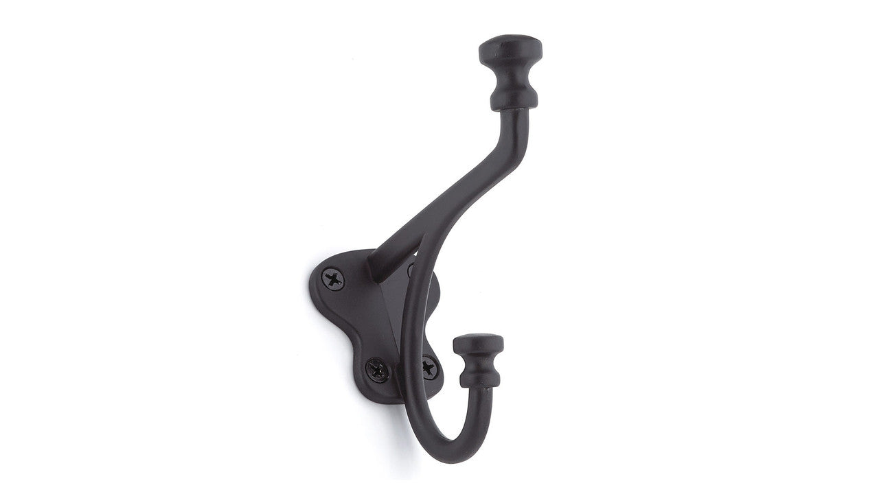 Richelieu BP77129900: 4-1/4" Classic Double Coat Hook - Matte Black