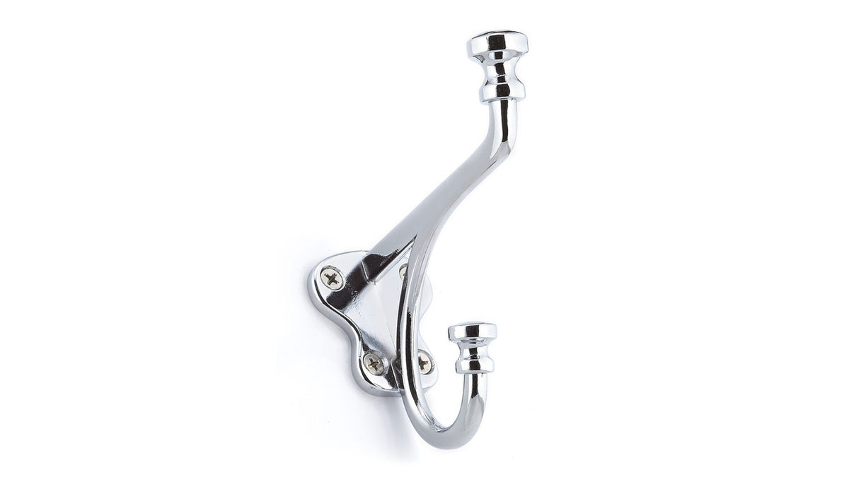 Richelieu BP77143140: 4-1/4" Classic Double Coat Hook - Polished Chrome