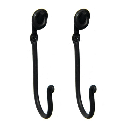Richelieu BP79129900: 5-5/16" Classic Forged Iron Single Wall Hook (2-pack) - Matte Black