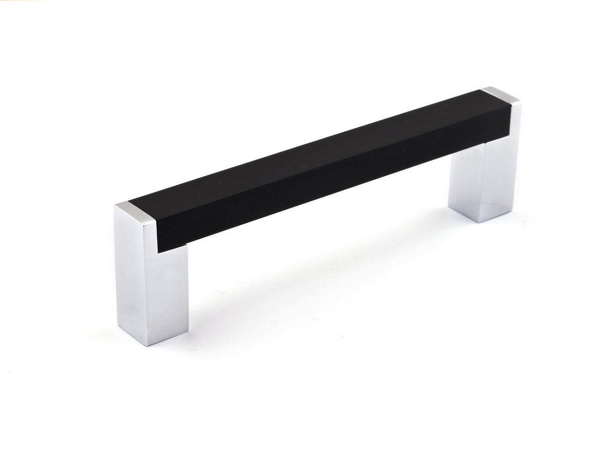 Richelieu BP801128140900: 128mm cc Laconia Cabinet Pull - Matte Black/Polished Chrome