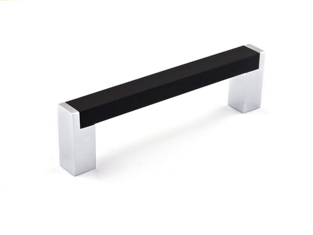 Richelieu BP801128140900: 128mm cc Laconia Cabinet Pull - Matte Black/Polished Chrome