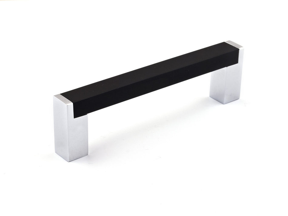 Richelieu BP801128140900: 128mm cc Laconia Cabinet Pull - Matte Black/Polished Chrome