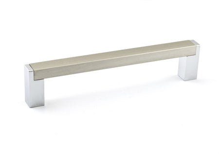 Richelieu BP801128140: 128mm cc Laconia Cabinet Pull - Brushed Nickel/Polished Chrome