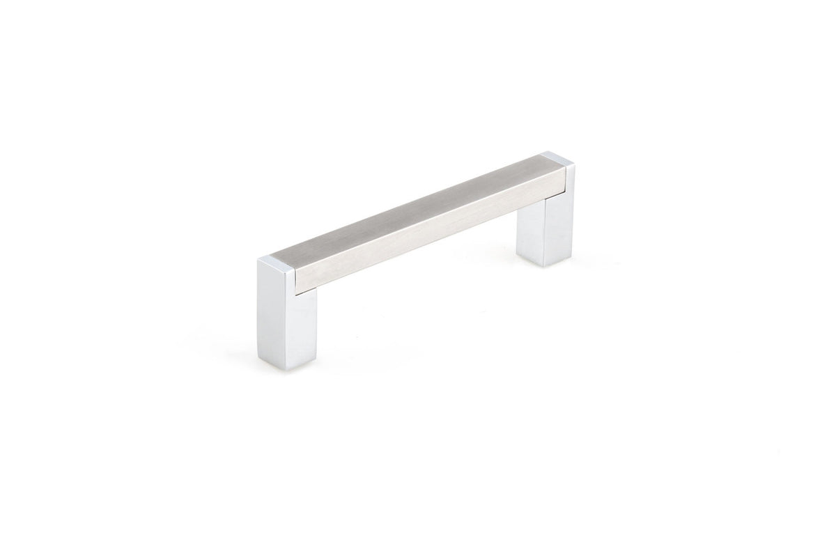 Richelieu BP80196140: 96mm cc Expression Square Bar Cabinet Pull - Chrome, Brushed Nickel