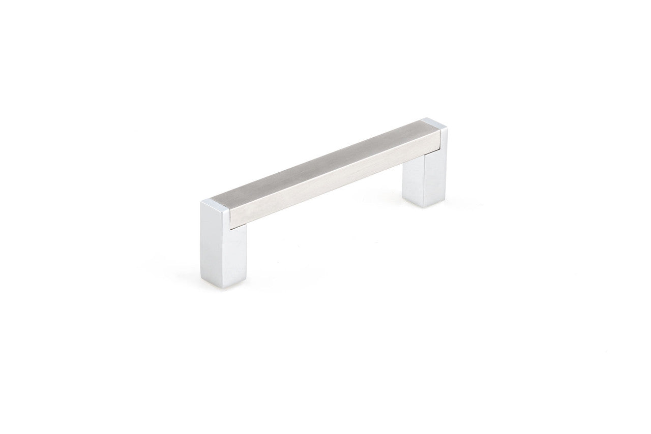 Richelieu BP80196140: 96mm cc Expression Square Bar Cabinet Pull - Chrome, Brushed Nickel