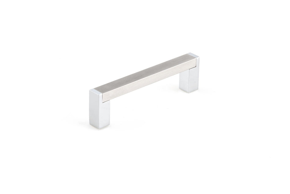 Richelieu BP80196140: 96mm cc Expression Square Bar Cabinet Pull - Chrome, Brushed Nickel