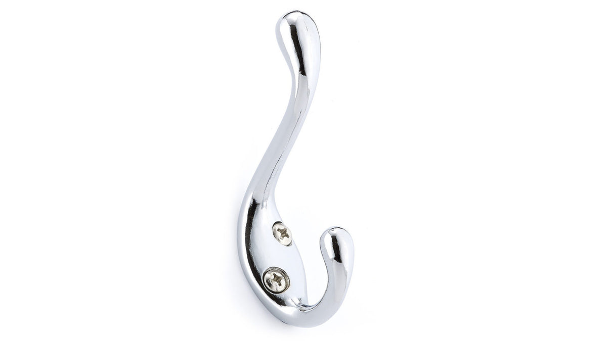 Richelieu BP83443140: 3-3/8" Utility Double Wall Hook (4-pack) - Polished Chrome