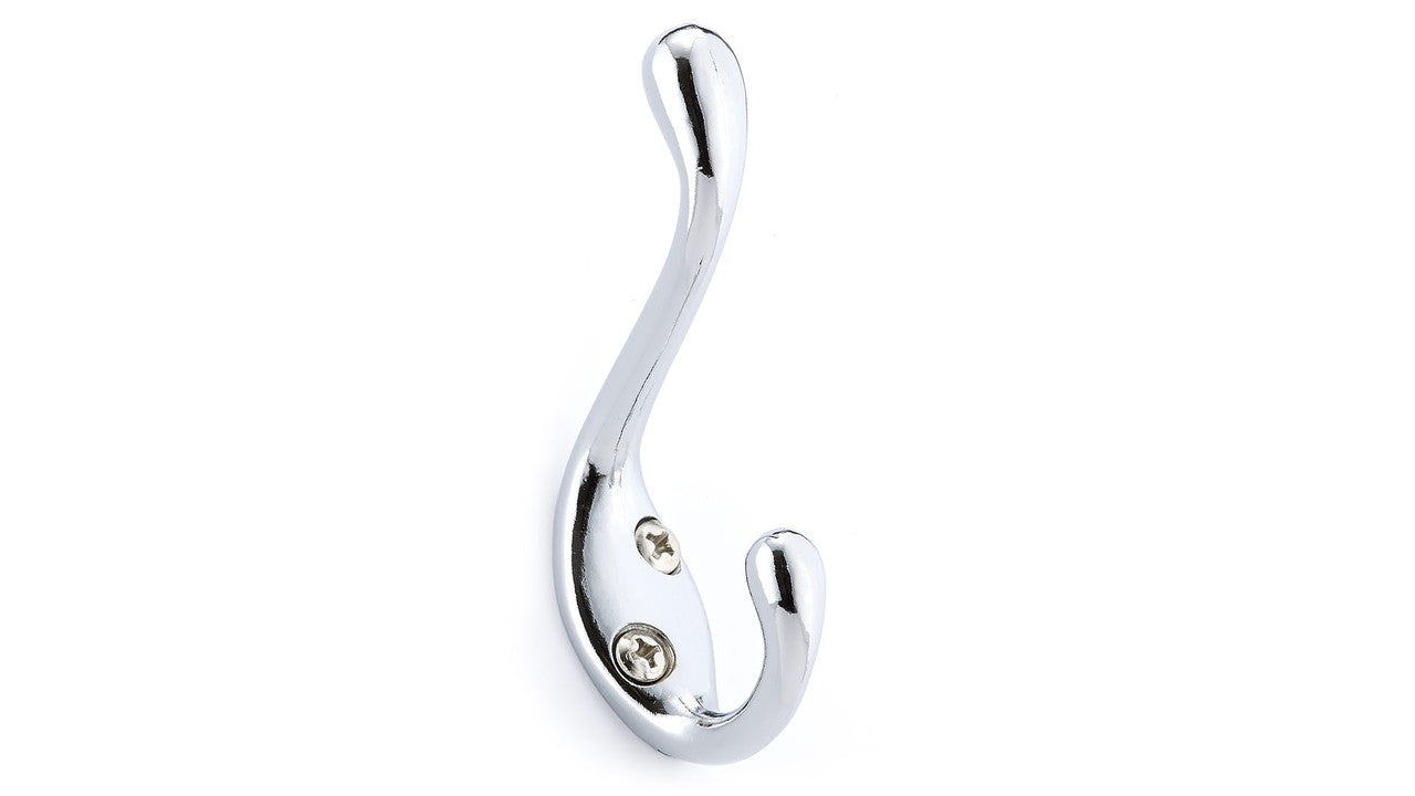 Richelieu BP83443140: 3-3/8" Utility Double Wall Hook (4-pack) - Polished Chrome