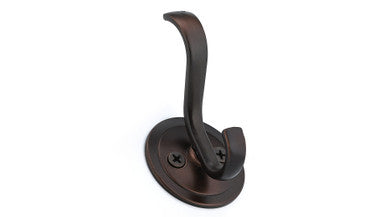 Richelieu BP84025BORB: 3-1/8" Classic Double Wall Hook - Brushed Oil Rubbed Bronze