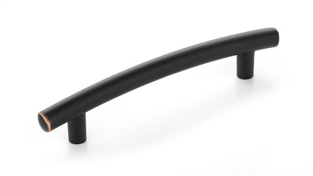 Richelieu BP867BORB: 96mm cc Nimes Curved Round Bar Cabinet Pull - Brushed Oil Rubbed Bronze