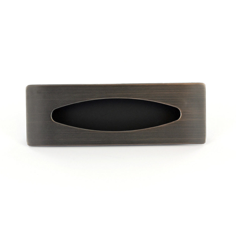 Richelieu BP87076BORB: 3" cc Contemporary Recessed Cabinet Pull - Brushed Oil Rubbed Bronze