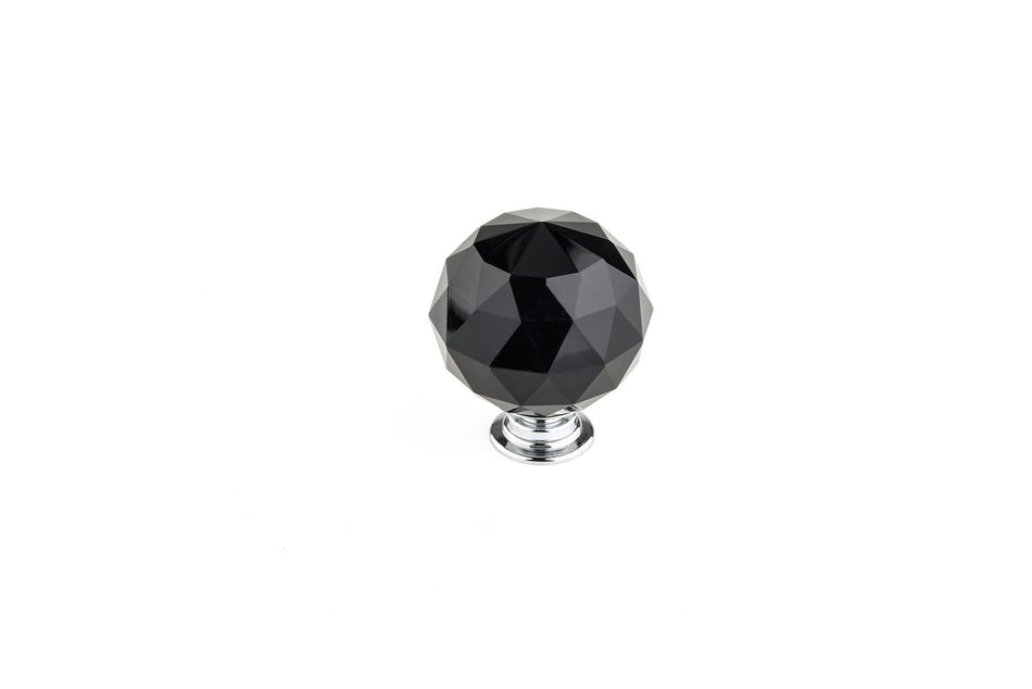 Richelieu BP87374014090: 1-9/16" Perdenone Cabinet Knob - Polished Chrome/Black Crystal