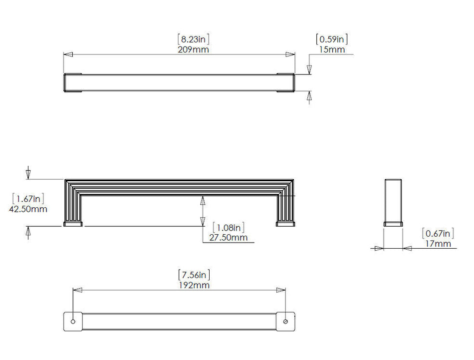 Richelieu BP8788192140: 192mm cc Como Cabinet Pull - Polished Chrome