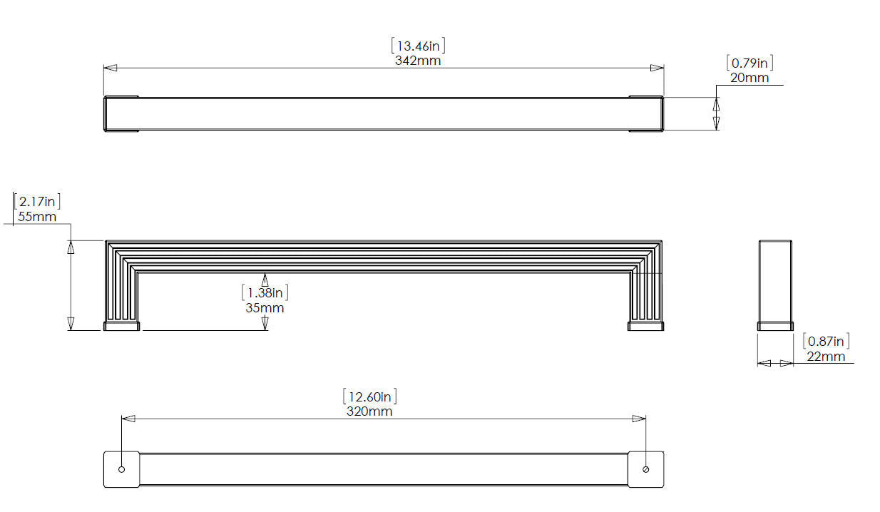 Richelieu BP8788320140: 320mm cc Como Cabinet Pull - Polished Chrome