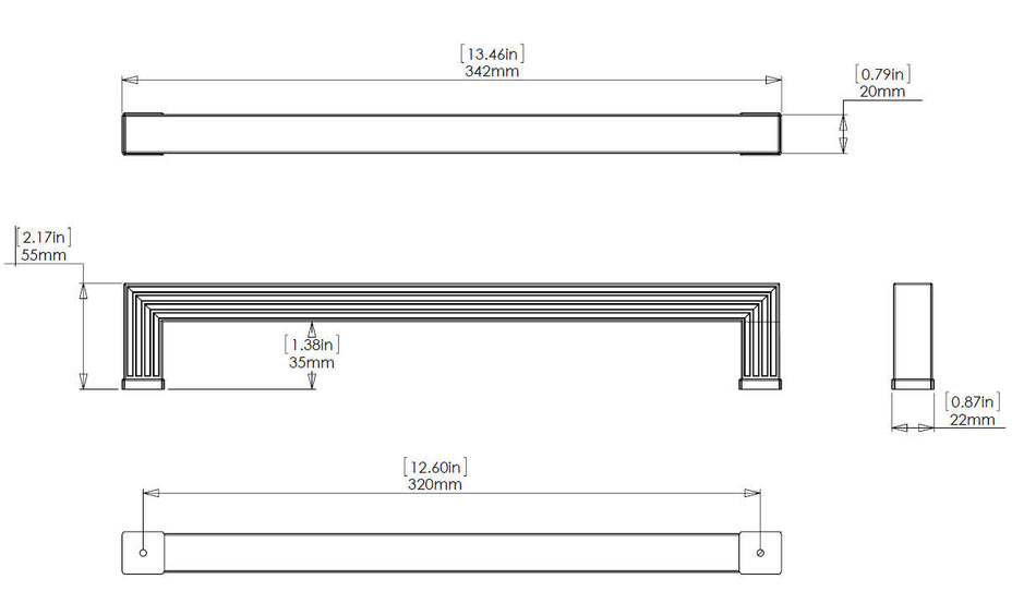 Richelieu BP8788320140: 320mm cc Como Cabinet Pull - Polished Chrome