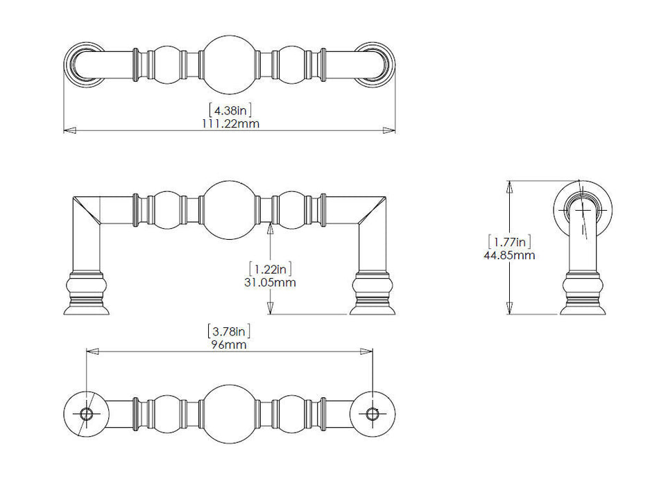 Richelieu BP878996140: 96mm cc Firenze Cabinet Pull - Polished Chrome