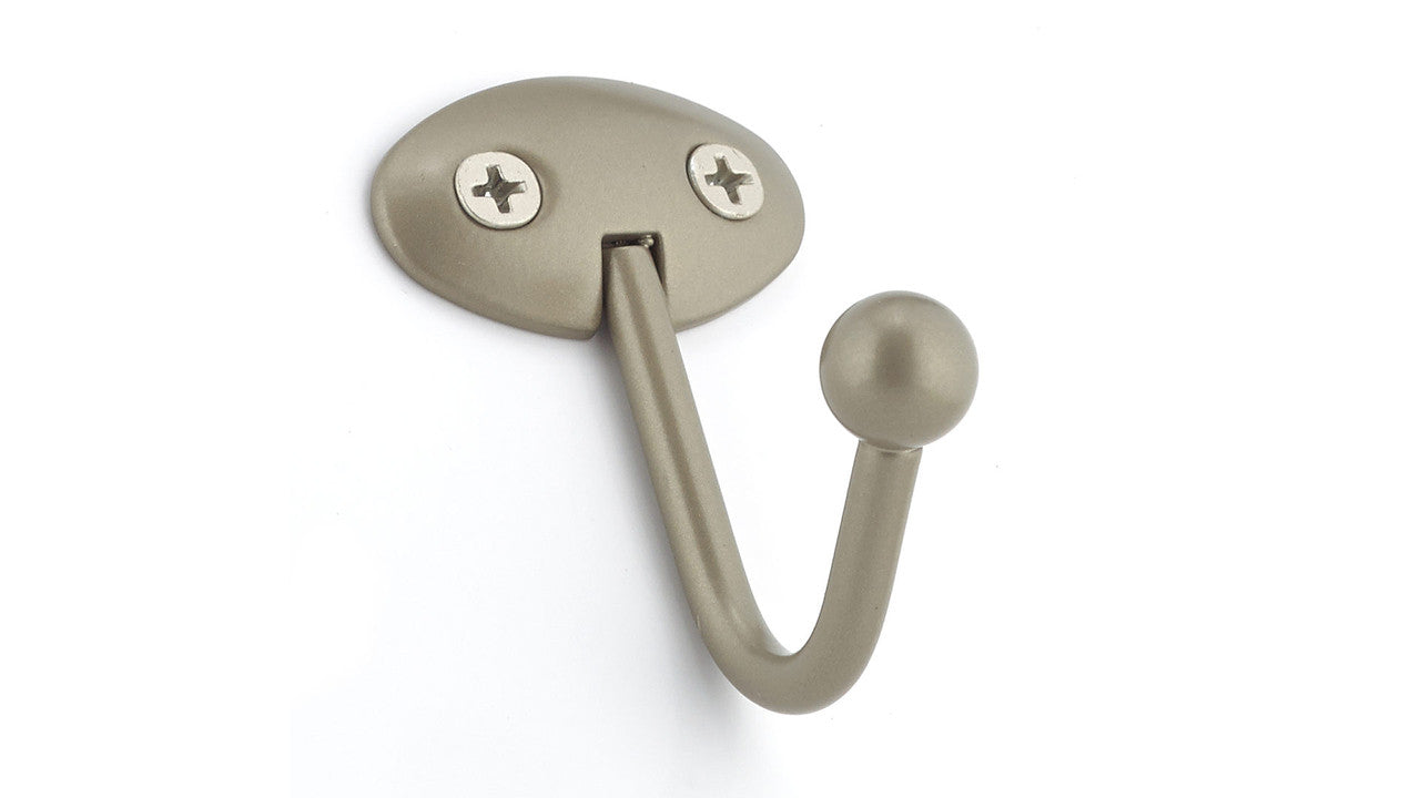 Richelieu BP89221184: 2-1/2" Utility Single Wall Hook (pair) - Matte Nickel