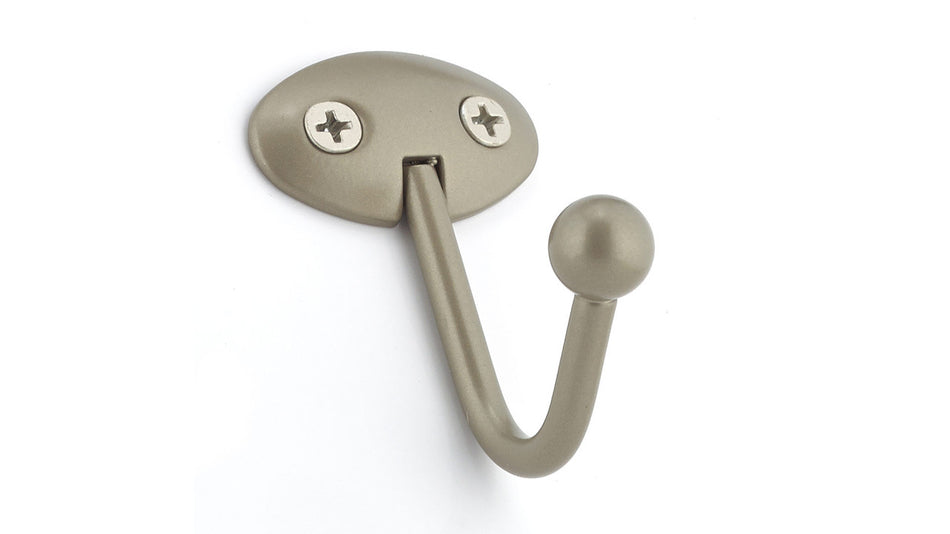 Richelieu BP89221184: 2-1/2" Utility Single Wall Hook (pair) - Matte Nickel