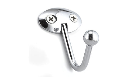 Richelieu BP89243140: 2-1/2" Utility Single Wall Hook (pair) - Polished Chrome