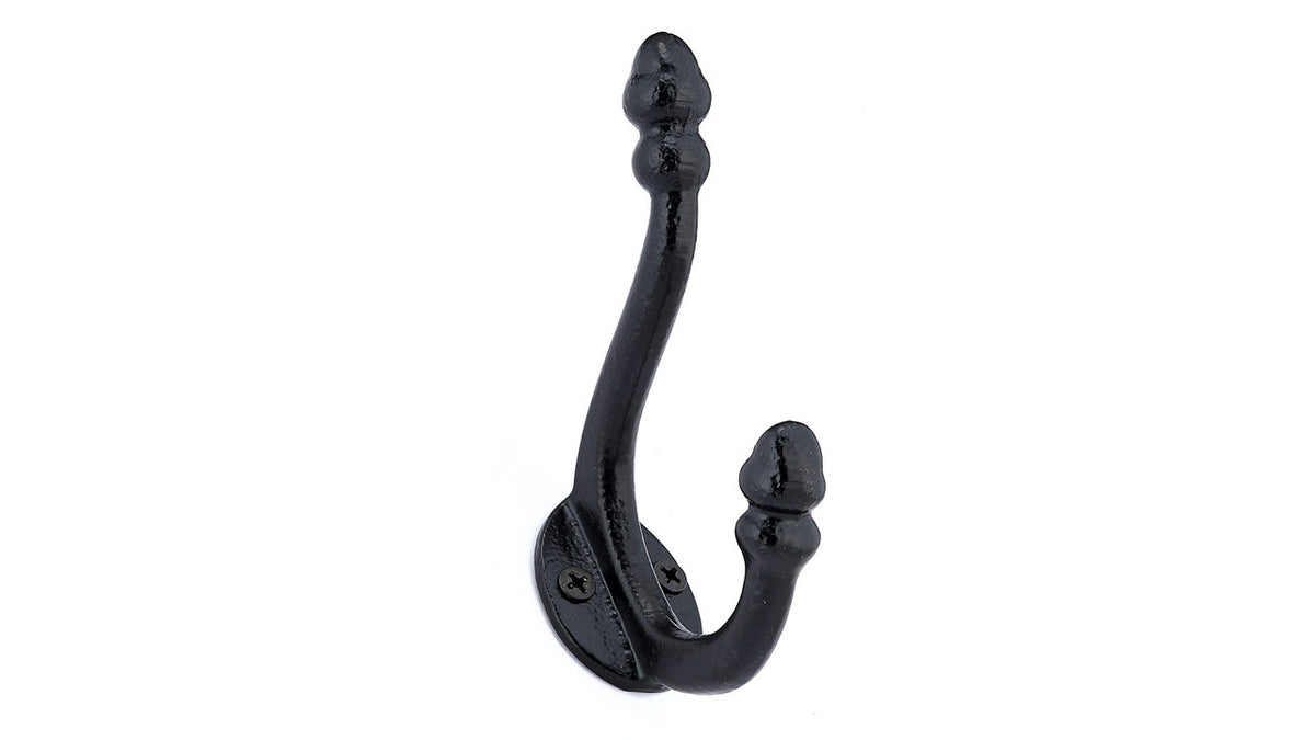 Richelieu BP92347900: 4-3/8" Classic Forged Iron Double Wall Hook - Matte Black