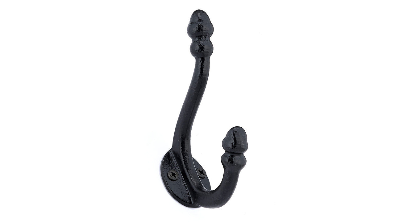 Richelieu BP92347900: 4-3/8" Classic Forged Iron Double Wall Hook - Matte Black
