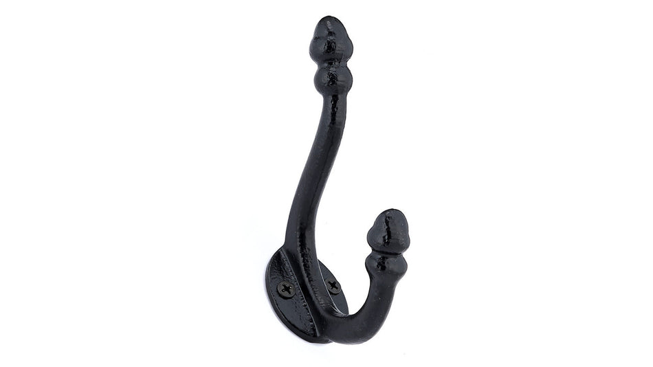 Richelieu BP92347900: 4-3/8" Classic Forged Iron Double Wall Hook - Matte Black