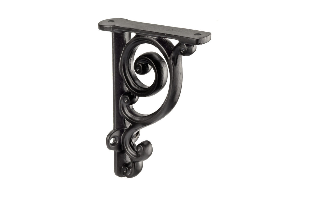 Richelieu BP9441100900: 3-9/16" Rustic Forged Iron Decorative Shelf Support - Matte Black