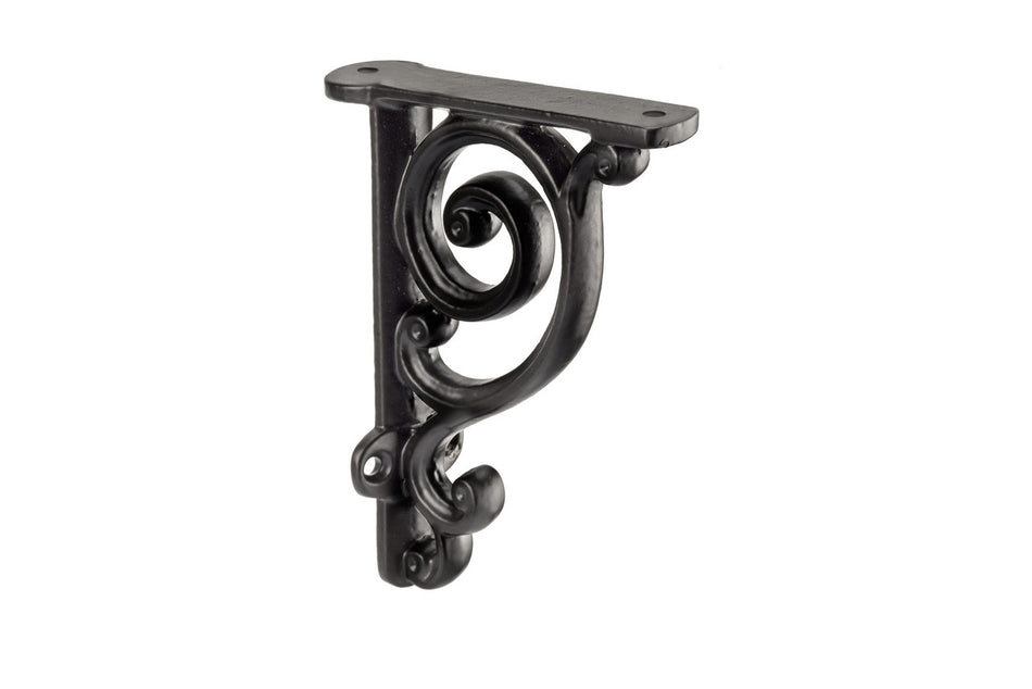 Richelieu BP9441100900: 3-9/16" Rustic Forged Iron Decorative Shelf Support - Matte Black