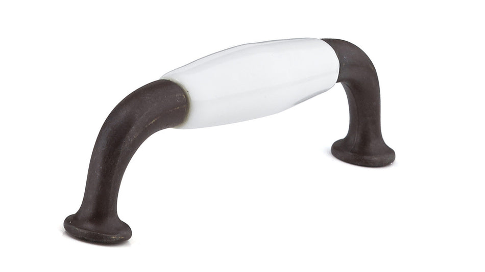 Richelieu BP970080130: 96mm cc Cherbourg Ceramic D-Handle Cabinet Pull - Rust/White