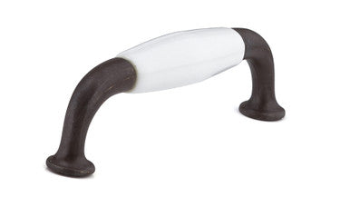 Richelieu BP970080130: 96mm cc Cherbourg Ceramic D-Handle Cabinet Pull - Rust/White