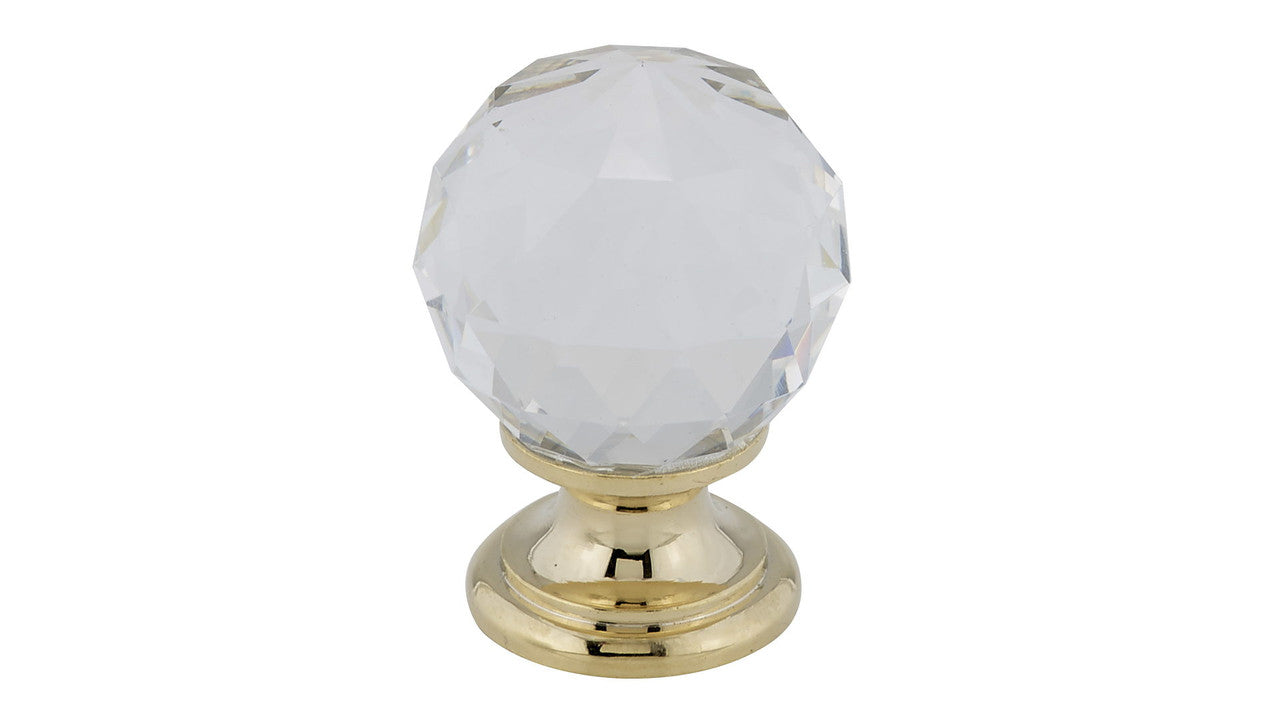Richelieu BP999313011: 1" Traditional Cabinet Knob - Polished Brass/Clear Crystal