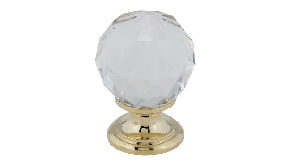 Richelieu BP999313011: 1" Traditional Cabinet Knob - Polished Brass/Clear Crystal