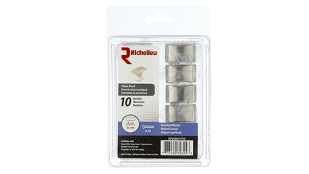 Richelieu DP260637195: 20mm Teramo Cabinet Knob (10-pack) - Brushed Nickel