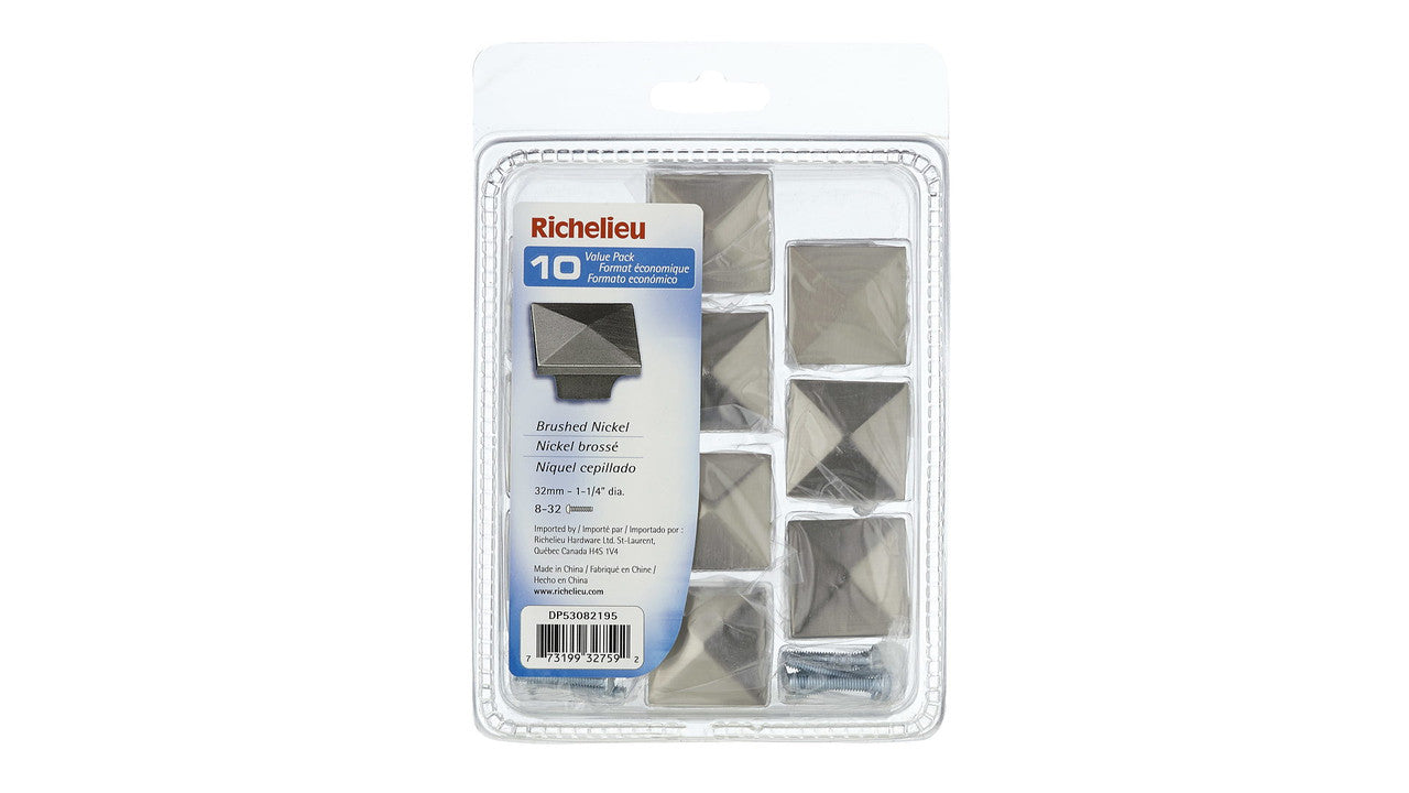 Richelieu DP53082195: 32mm McKenzie Cabinet Knob (10-pack) - Brushed Nickel