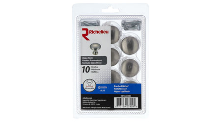 Richelieu DP9041195: 30mm Rosedale Cabinet Knob (10-pack) - Brushed Nickel