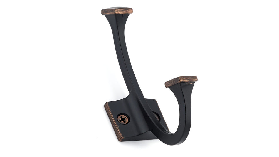 Richelieu NH025200BORB: 4-3/8" Transitional Double Wall Hook - Brushed Oil Rubbed Bronze