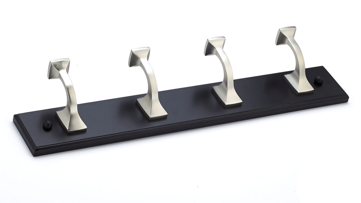 Richelieu NH040214195: 18" Transitional 4-Hook Wall Rack - Brushed Nickel/Black