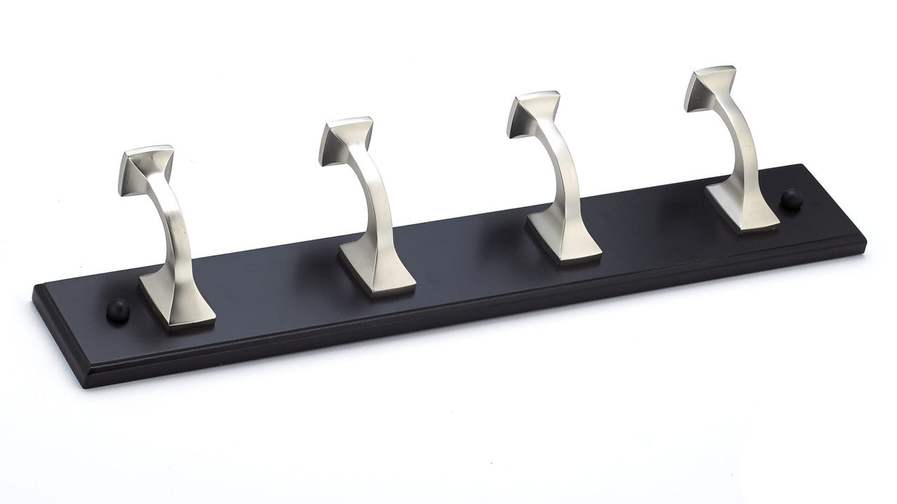 Richelieu NH040214195: 18" Transitional 4-Hook Wall Rack - Brushed Nickel/Black