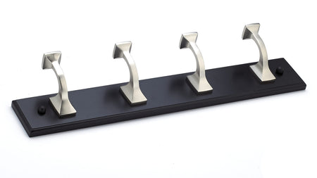 Richelieu NH040214195: 18" Transitional 4-Hook Wall Rack - Brushed Nickel/Black