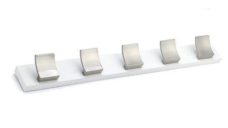 Richelieu RH132211530195: 24" Contemporary 5-Hook Wall Rack - Brushed Nickel/White