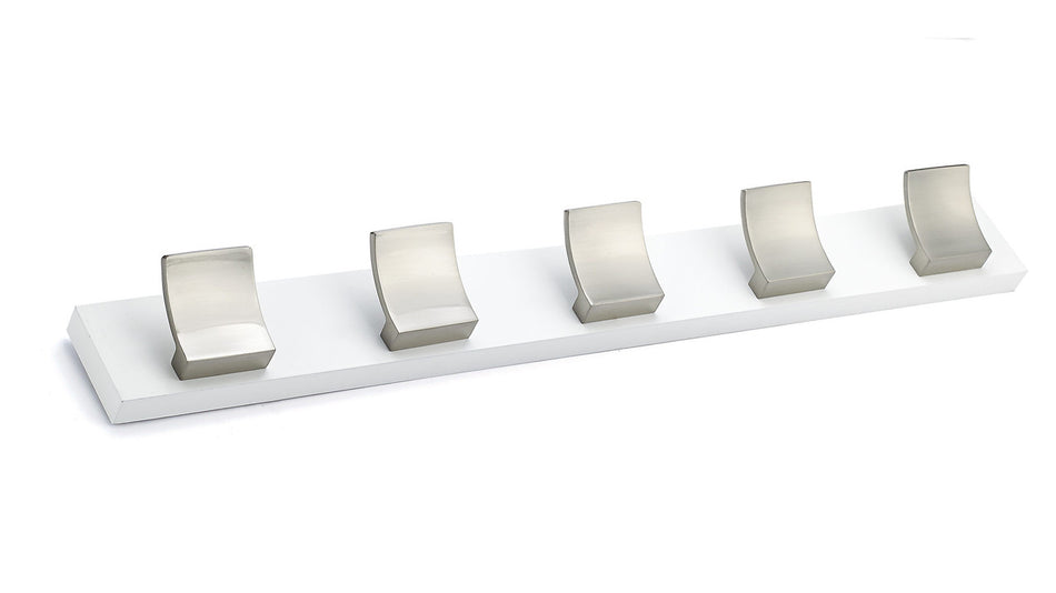 Richelieu RH132211530195: 24" Contemporary 5-Hook Wall Rack - Brushed Nickel/White