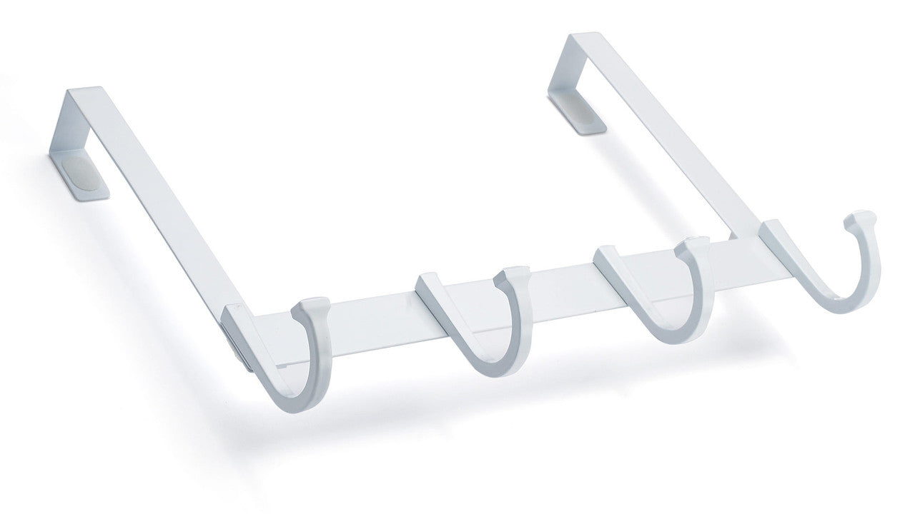 Richelieu RH139220430: 12-1/2" Contemporary 4-Hook Over The Door Rack - White