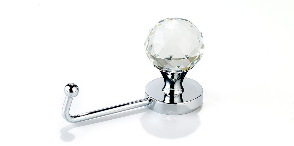 Richelieu RH5330201101140: 4-1/16" Contemporary Double Wall Hook - Polished Chrome/Clear Crystal