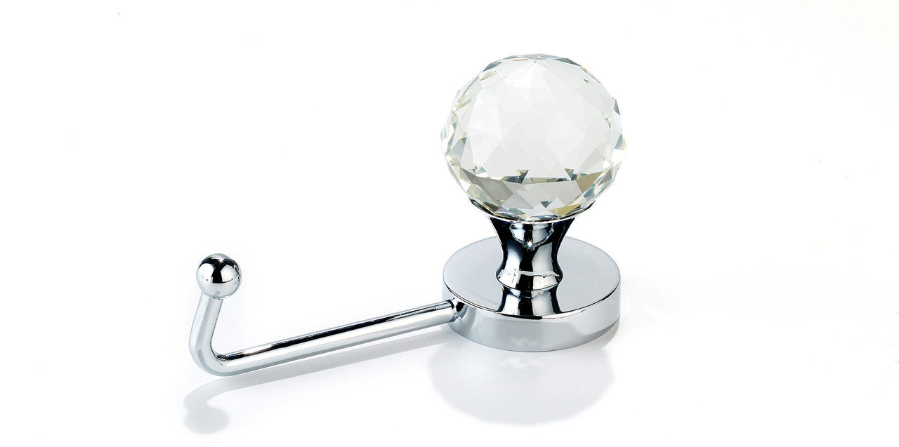 Richelieu RH5330201101140: 4-1/16" Contemporary Double Wall Hook - Polished Chrome/Clear Crystal