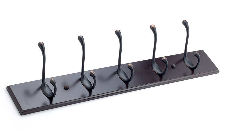 Richelieu T020211BORB: 24" Utility 5-Hook Wall Rack - Brushed Oil Rubbed Bronze/Espresso
