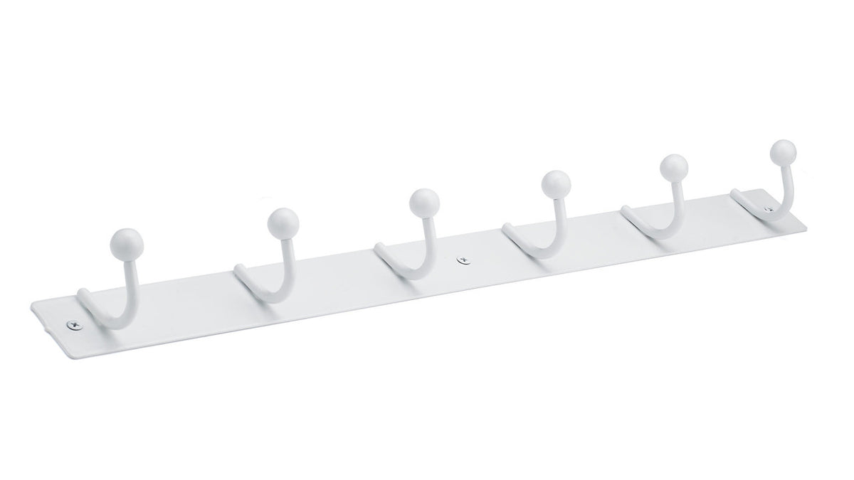 Richelieu T1690130: 19-5/8" Utility 6-Hook w/Ball Tip Wall Rack - White