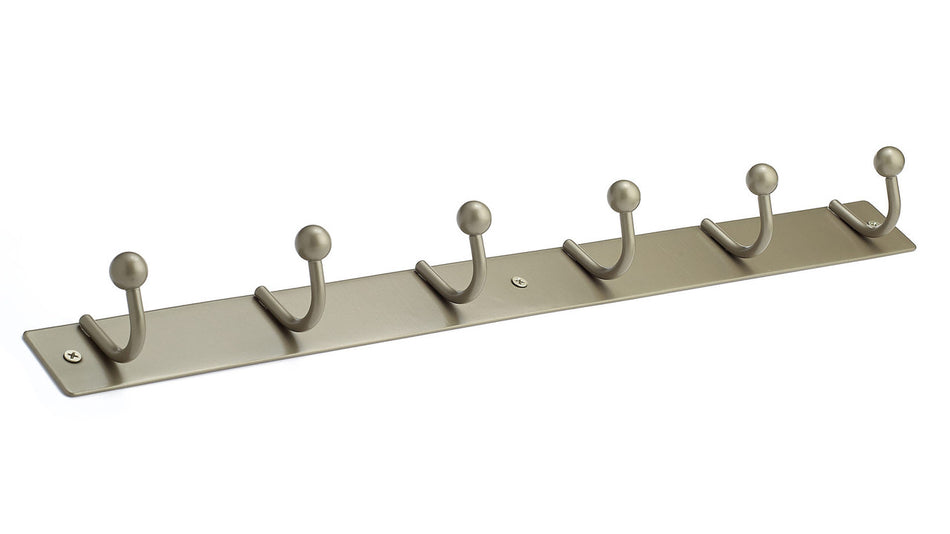 Richelieu T16921184: 19-5/8" Utility 6-Hook w/Ball Tip Wall Rack - Matte Nickel