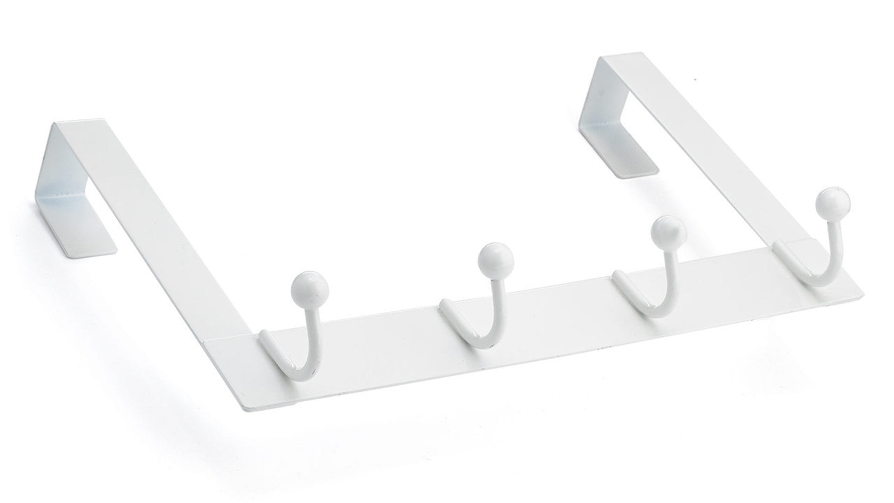 Richelieu T1740130: 12-1/2" Utility 4-Hook Over The Door Rack - White