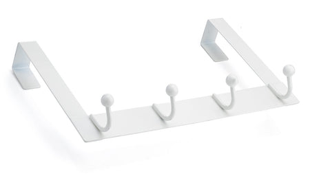Richelieu T1740130: 12-1/2" Utility 4-Hook Over The Door Rack - White