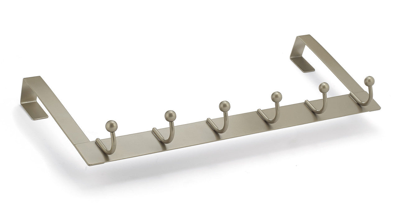 Richelieu T17621184: 20" Utility 6-Hook Over The Door Rack - Matte Nickel